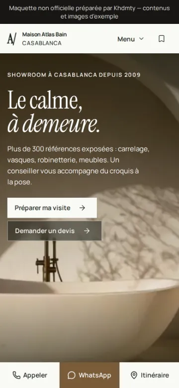 Site Maison Atlas Bain sur téléphone